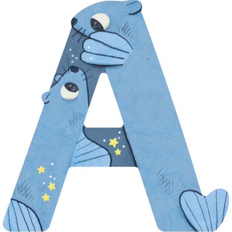 Lettre A en bois Otarie bleue Moulin Roty