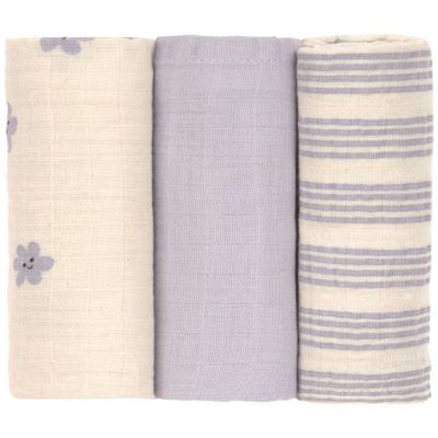 Lot de 3 langes mousseline Tiny Team lilas pastel (60x60 cm)