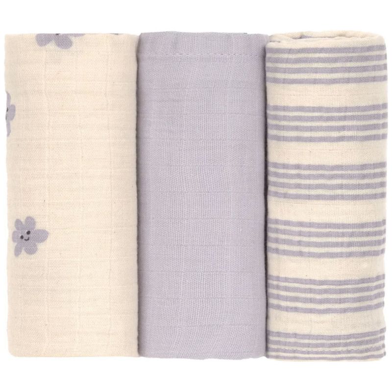 Lot de 3 langes mousseline Tiny Team lilas pastel (60x60 cm) Lässig Produit 2