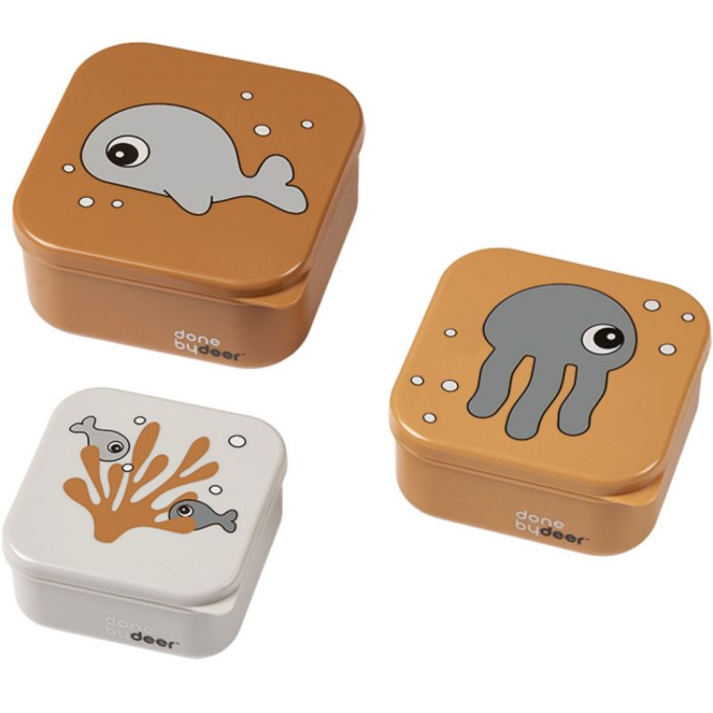 Lot de 3 boîtes à goûter Sea Friends moutarde Done by Deer