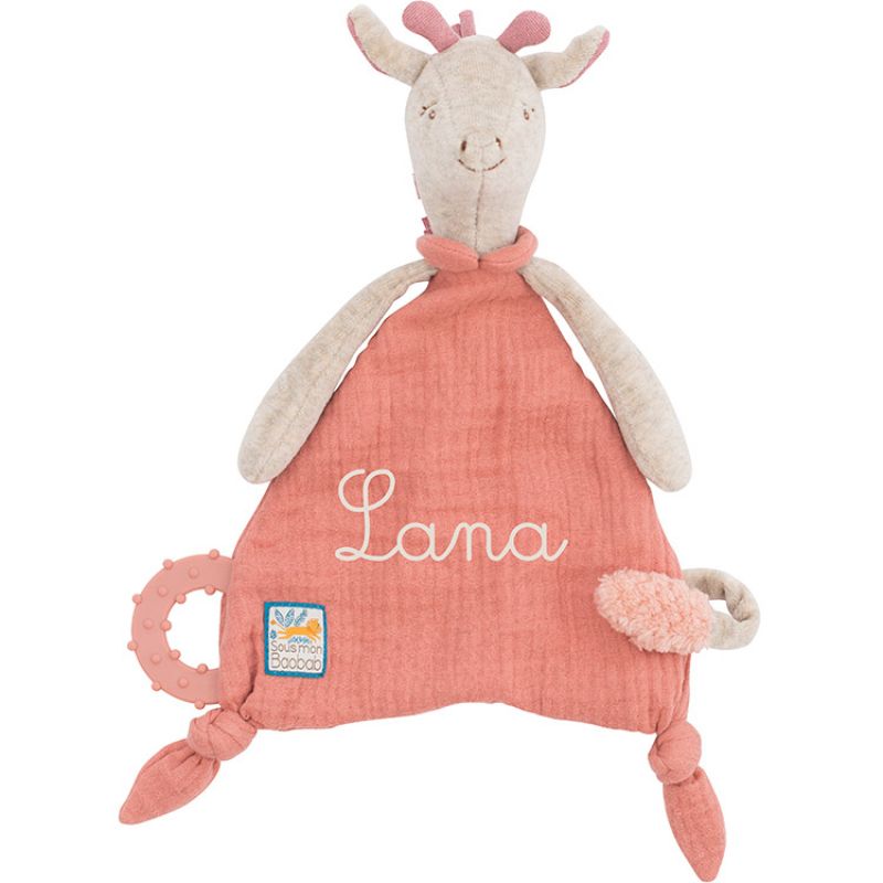 Doudou attache sucette girafe Sous mon baobab (personnalisable) Moulin Roty