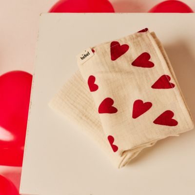 Lot de 2 langes Coeur (70x70 cm)