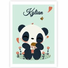 Affiche A3 Le panda et l'enfant garçon (personnalisable)  par Kanzilue