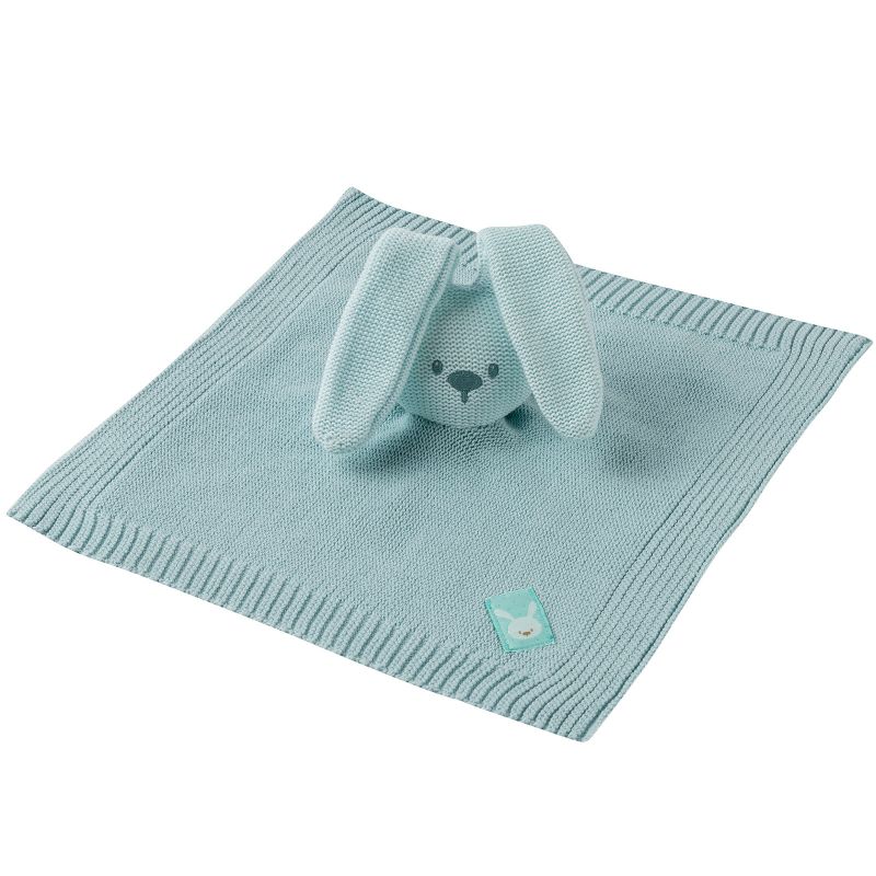 Doudou plat en tricot lapin vert mint Lapidou Nattou