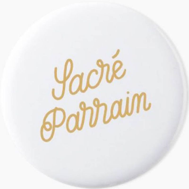 Badge Sacré parrain Catho Rétro