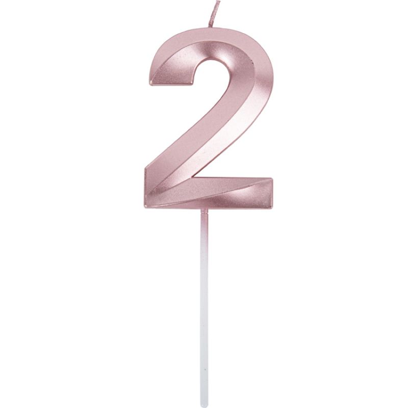 Bougie d'anniversaire chiffre 2 rose gold graphique Arty Fêtes Factory