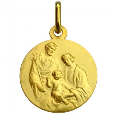 Médaille ronde Sainte famille 18 mm (or jaune 375°) Premiers Bijoux