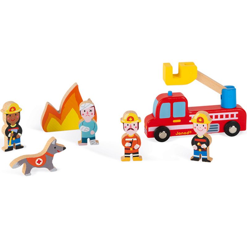 Figurines en bois Pompiers Story Janod