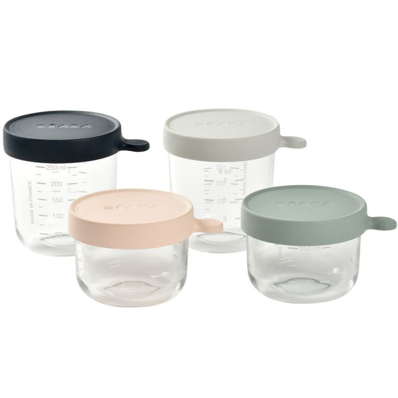 Coffret 4 pots de conservation en verre (150 ml et 250 ml) Béaba