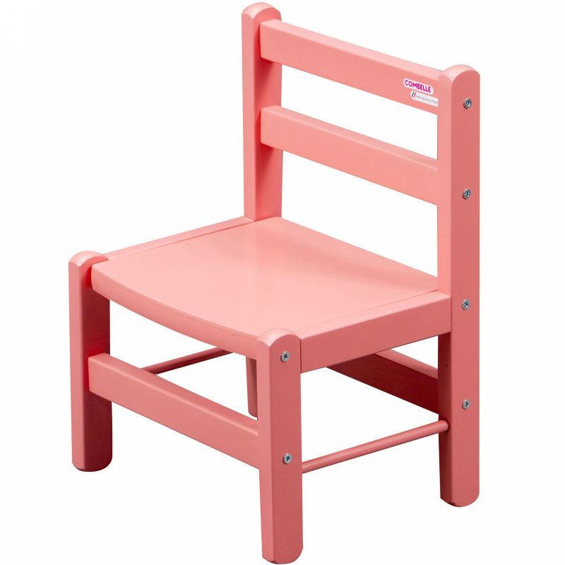 Chaise basse en bois massif laqué rose Combelle