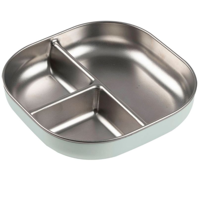 Assiette compartimentée inox Vert de gris Béaba Produit 1