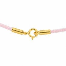 Collier cordon coton ciré rose clair 42 cm (fermoir or jaune 750°)  par Berceau magique bijoux