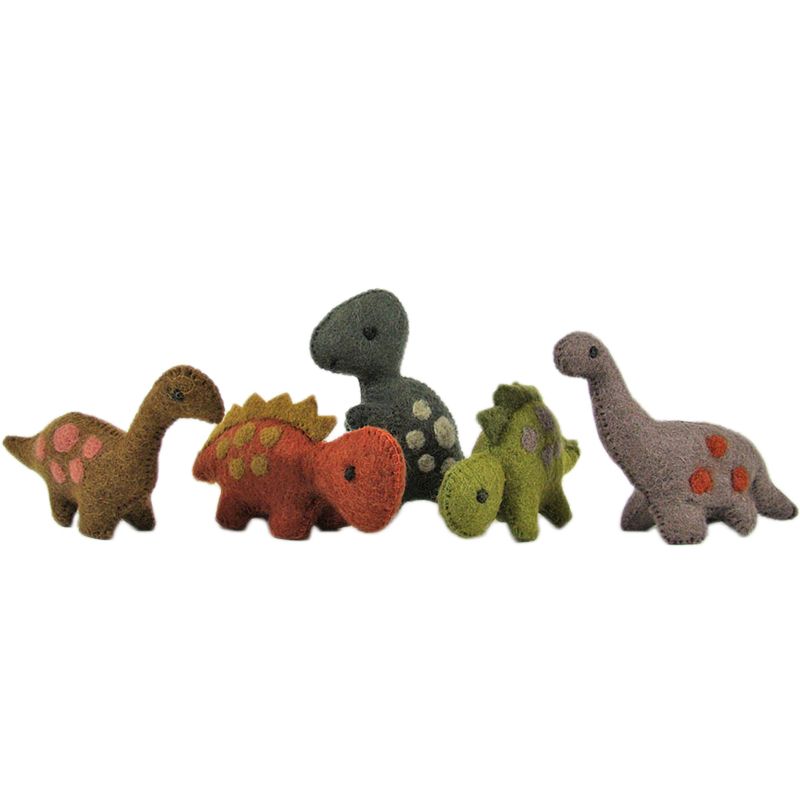 Lot de 5 dinosaures en feutrine le Monde des dinosaures Papoose
