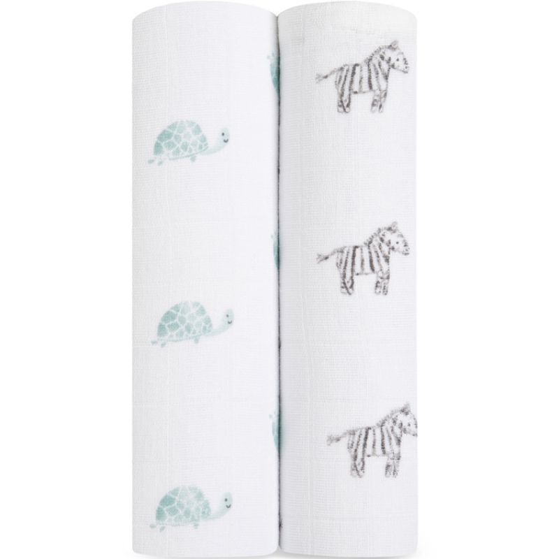 Lot de 2 maxi-langes en coton bio Animal Kingdom (120 x 120 cm) aden + anais