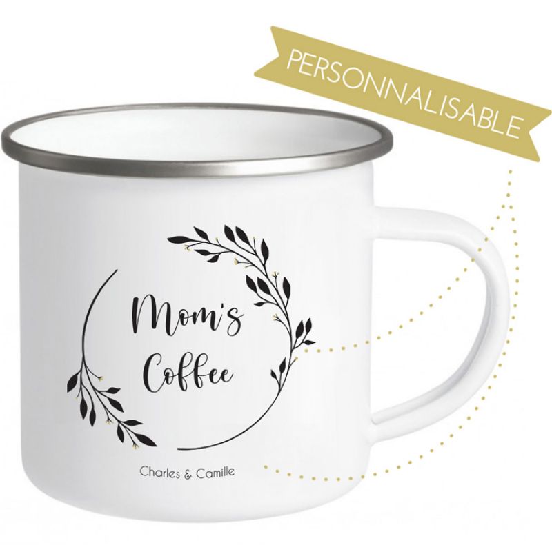 Mug émail couronne fine (personnalisable) Mes Mots Déco
