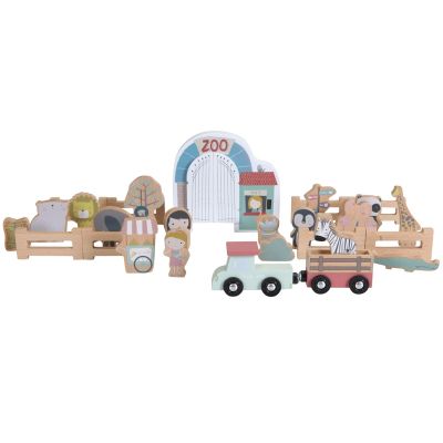 Lot de figurines en bois pour circuit train Zoo  par Little Dutch