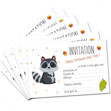 Lot de 8 cartes d'invitation Raton laveur  par La Poupette à paillettes