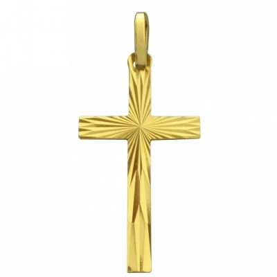 Croix facettée 23 x 16 mm (or jaune 750°)
