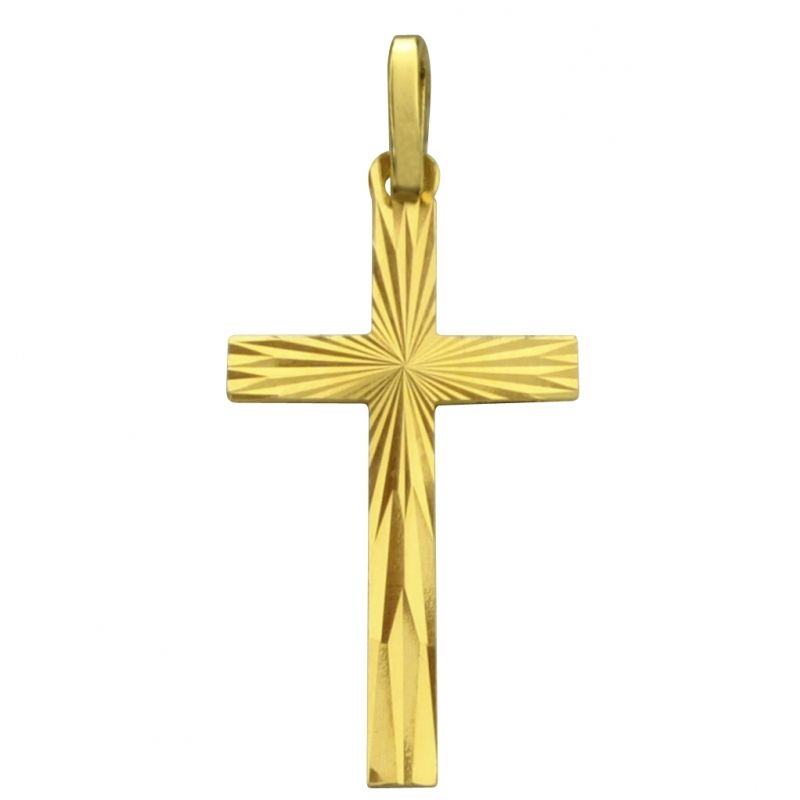 Croix facettée 23 x 16 mm (or jaune 750°) Premiers Bijoux