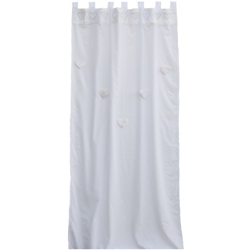 Rideau blanc Coeurs suspendus (100 x 280 cm) Taftan
