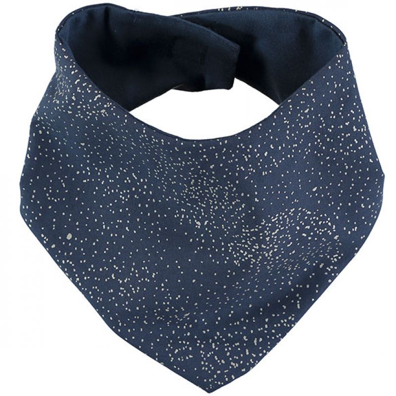 Bavoir bandana Lucky coton bio Gold bubble Night blue Nobodinoz