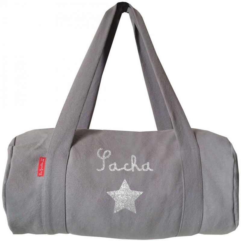 Sac de voyage enfant gris ciment (personnalisable) Les Griottes