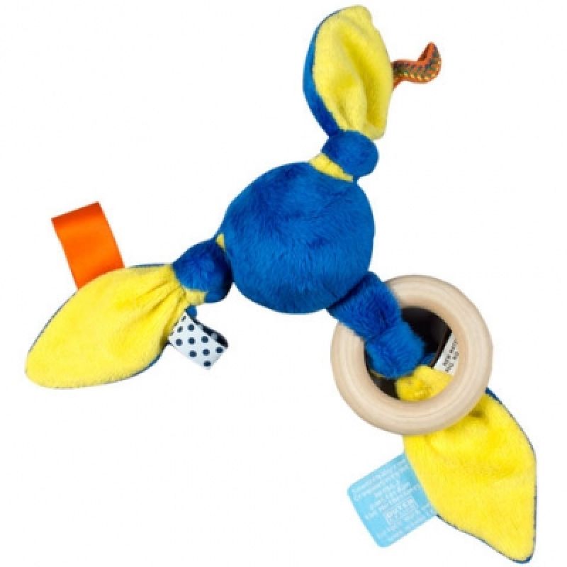 Hochet bleu avec anneau de dentition Fantasy tissu Snoozebaby