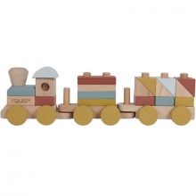Train de construction en bois Pure & Nature (22 pièces)  par Little Dutch
