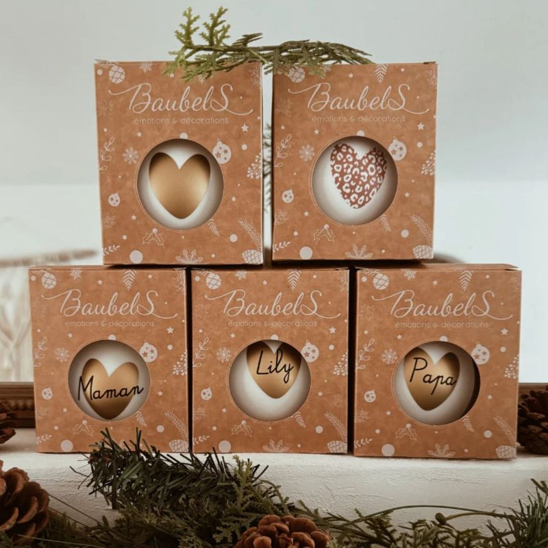 Boule de Noël Coeur léopard (personnalisable) Baubels Packaging 6