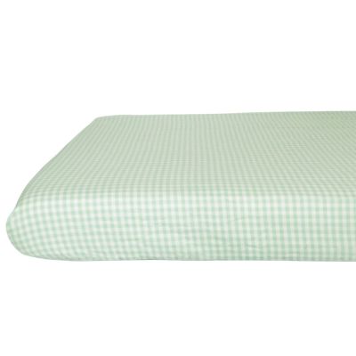 Drap housse percale de coton Vichy Vert Aqua (60 x 120 cm)