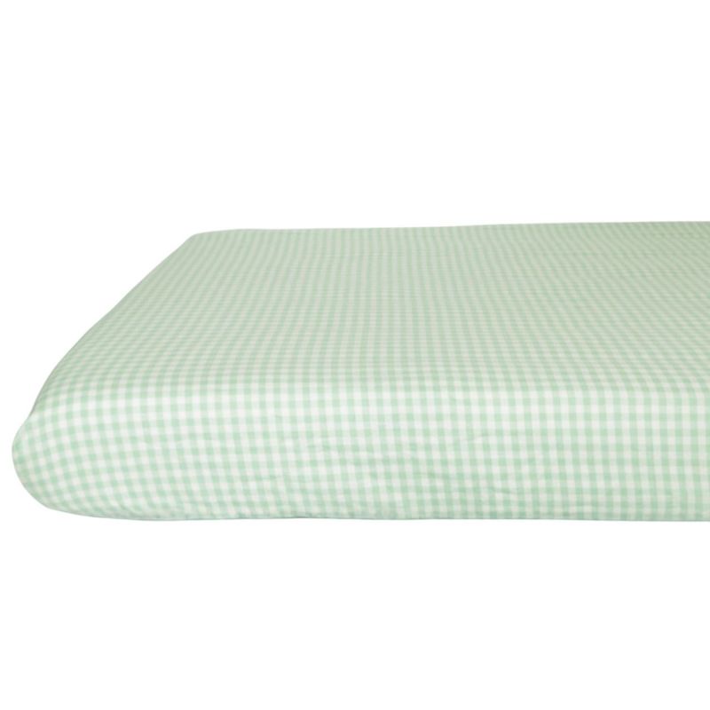 Drap housse percale de coton Vichy Vert Aqua (60 x 120 cm) Kadolis Produit 1