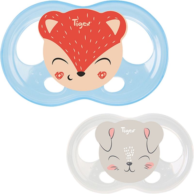 Lot de 2 Sucettes physiologiques Soft Touch Friends renard et lapin (6-18 mois) Tigex