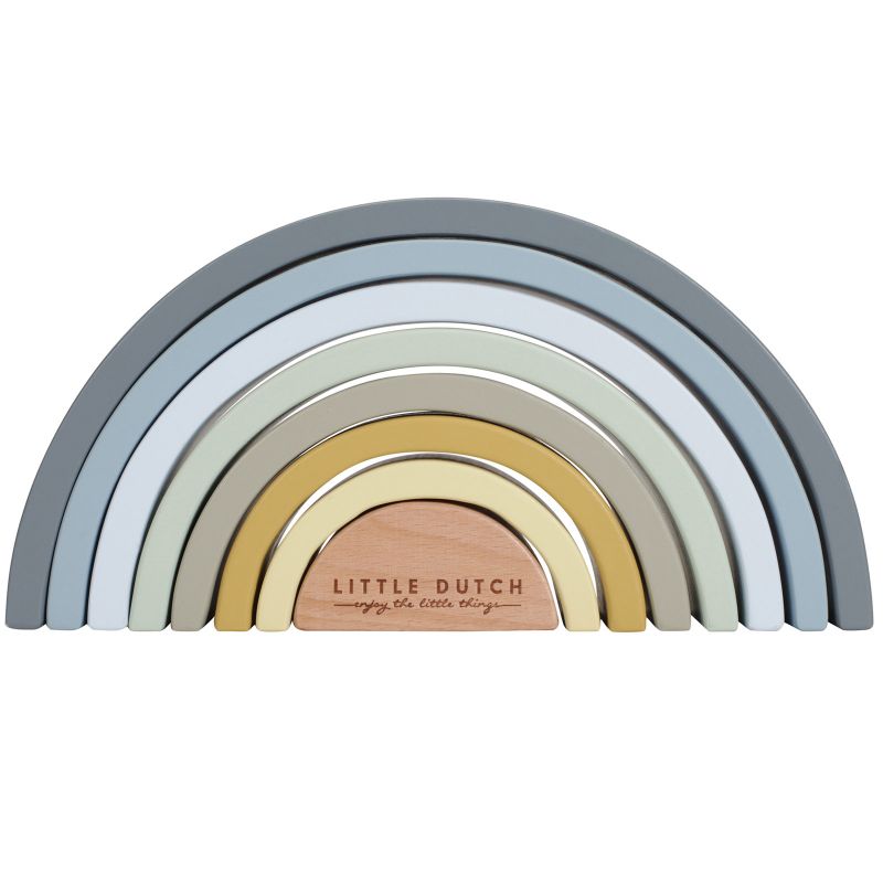 Arc-en-ciel en bois à empiler blue Little Dutch
