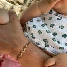 Bracelet cordon coton ciré Papa goldfilled jaune (personnalisable)