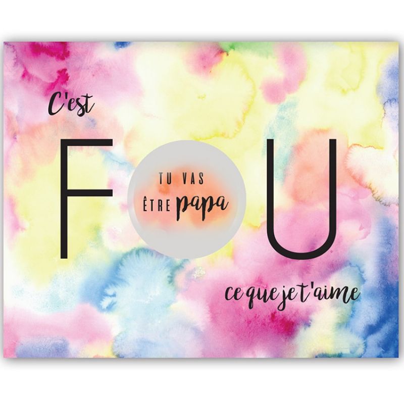 Carte à gratter Annonce de grossesse Aquarelle Papa (8 x 10 cm) Les Boudeurs