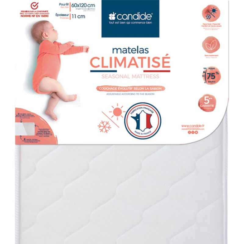 Matelas climatisé avec face hiver et face été (60 x 120 cm) Candide
