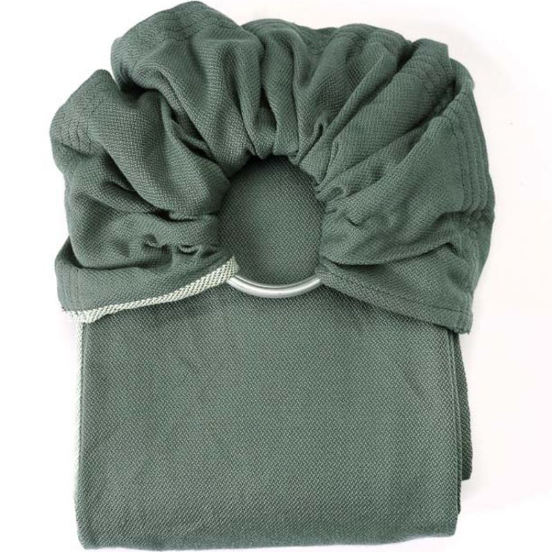 Echarpe de portage Sling sans noeud tissé en coton bio vert eucalyptus NéoBulle Produit 1 grande taille