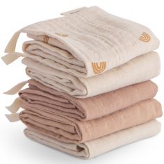 Lot de 5 gants de toilette Rainbow Blue - Mushie