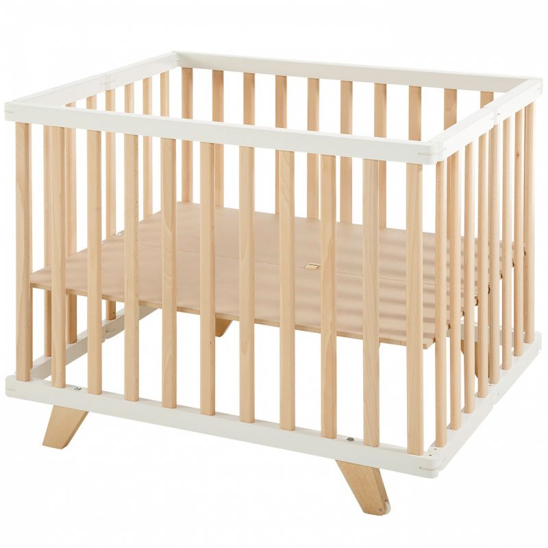 Parc pliable Lasse blanc et naturel petit modèle (96 x 75 xm) Geuther