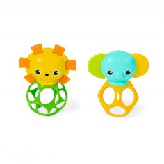 Set de 2 hochets lion et élephant - Oball