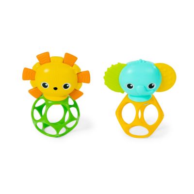 Set de 2 hochets lion et élephant