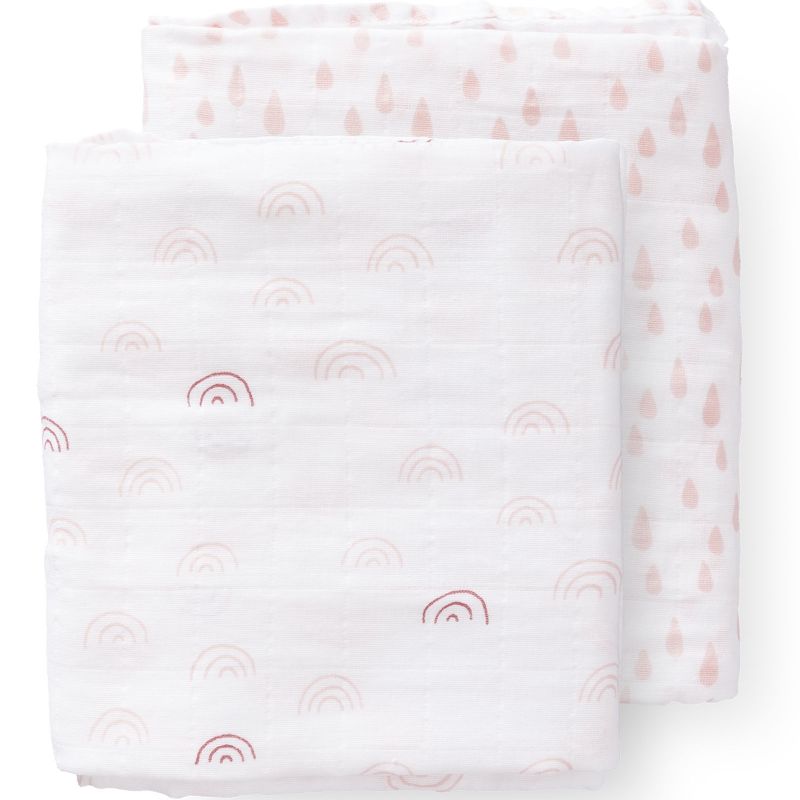 Lot de 2 maxi langes Rainbow rose (120 x 120 cm) Fresk