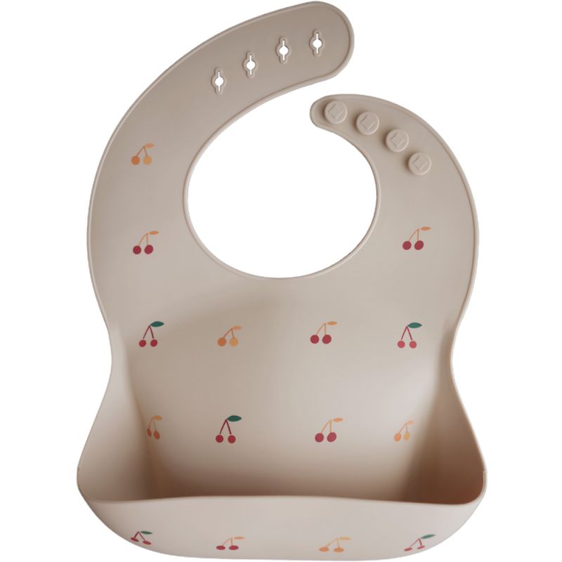 Bavoir à poche en silicone Cherries Mushie
