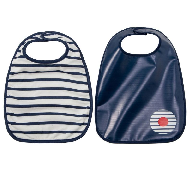Lot de 2 bavoirs en coton enduit Blue Stripes Baby to Love