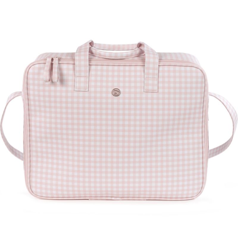 Valise de maternité Together Vichy rose et blanc Pasito a pasito