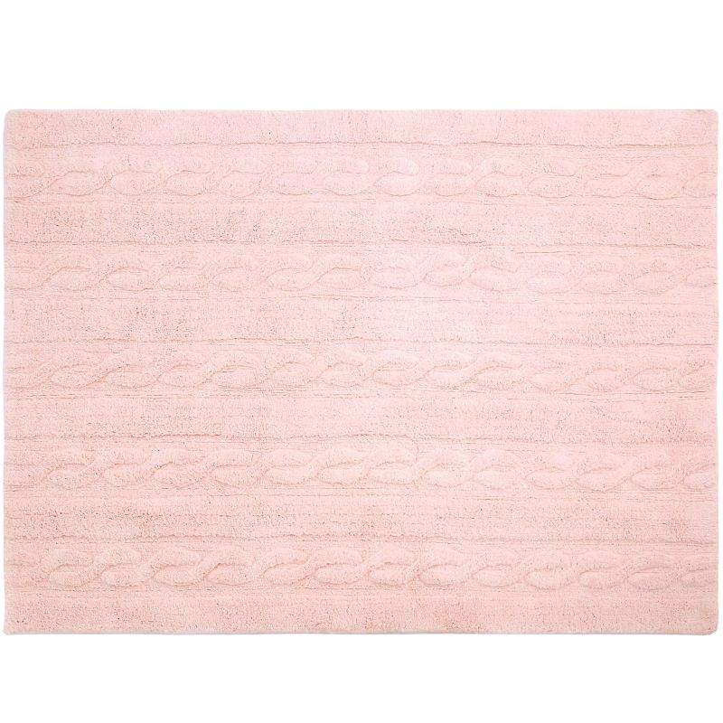 Tapis lavable unis à torsades rose (120 x 160 cm) Lorena Canals