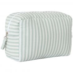 Trousse de toilette gaze de coton rayé vert de gris - BB & Co
