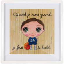 Affiche encadrée Quand je serai grand je ferai du basket (30 x 30 cm)  par Isabelle Kessedjian