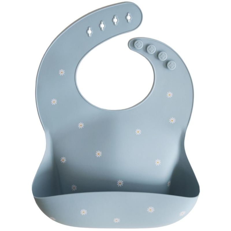 Bavoir à poche en silicone White daisy Mushie