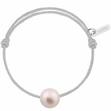 Bracelet enfant Baby Pearly cordon gris perle perle blanche 7mm (or blanc 750°)  par Claverin